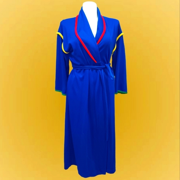 tiffany lounge wear Other - Vintage Tiffany Lounge Wear Unisex Robe Sz M ROYAL Blue Mork & Mindy 70s Style